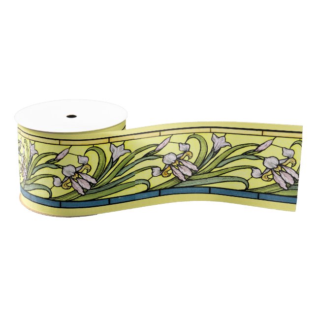 Kunst Nouveau Iris-BlumenBlumen-Band Ripsband (Spule)
