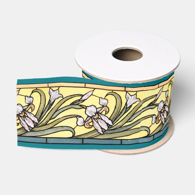 Kunst Nouveau Iris-BlumenBlumen-Band Ripsband (Spule)