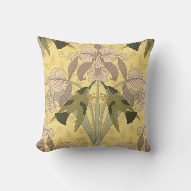 Kunst Nouveau Iris-Entwurfs-Kissen Kissen (Vorderseite)