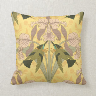 Kunst Nouveau Iris-Entwurfs-Kissen Kissen