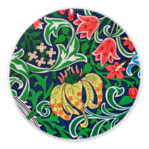 Kunst Nouveau Jacobean Blumen-, Smaragdgrün Keramikknauf