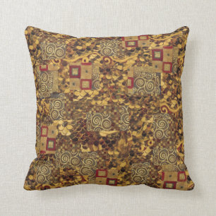 Kunst Nouveau Klimt Goldbrown-Rot-Kissen Kissen