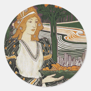 Kunst Nouveau - L.Rhead - Erntedank Runder Aufkleber