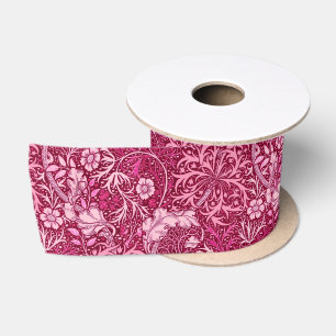 Kunst Nouveau Meerespflanze mit Blumen, Burgunder Satinband