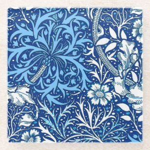 Kunst Nouveau Meerespflanze mit Blumen, Glasuntersetzer