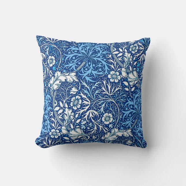 Kunst Nouveau Meerespflanze mit Blumen, Kissen (Vorderseite)
