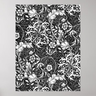 Kunst Nouveau Meerespflanze mit Blumen, Poster