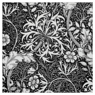 Kunst Nouveau Meerespflanze mit Blumen, Stoff