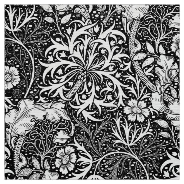 Kunst Nouveau Meerespflanze mit Blumen, Stoff (Muster)