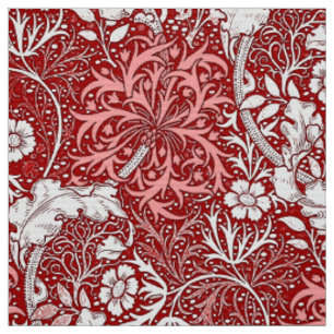 Kunst Nouveau Meerespflanze mit Blumen, tiefrot Stoff