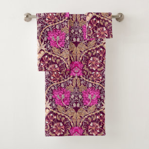 Kunst Nouveau mit Blumen, Pflaume, Beige und Deep Badhandtuch Set