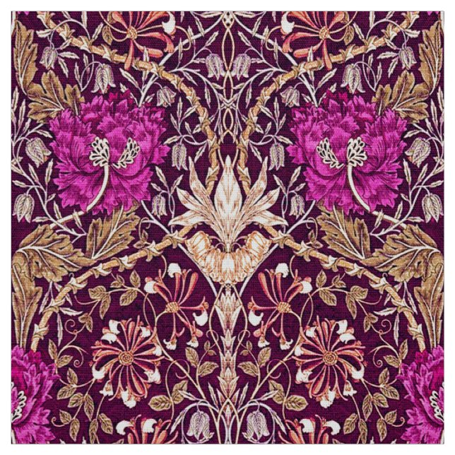 Kunst Nouveau mit Blumen, Pflaume, Beige und Deep Stoff (Muster)