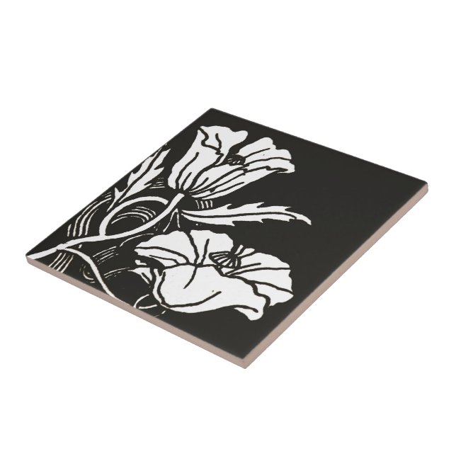 Kunst Nouveau Mohnblumen-Keramik Fliese oder (Seite)