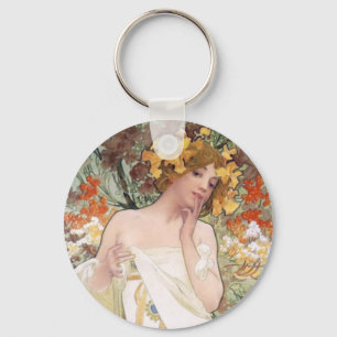 Kunst Nouveau - Mucha - Parfüm-Anzeige Schlüsselanhänger