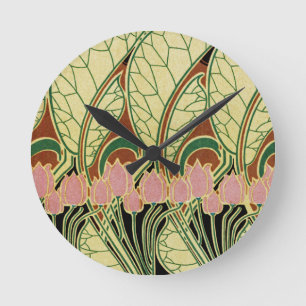 Kunst Nouveau Muster #1 Runde Wanduhr