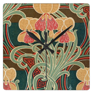 Kunst Nouveau Muster #4 bei Emporio Moffa Quadratische Wanduhr