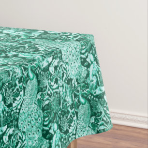 Kunst Nouveau Pfau-Druck, Türkis und Aqua Tischdecke