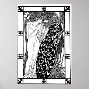 Kunst Nouveau Pfau-Plakat - der Kuss Poster