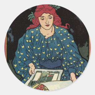 Kunst Nouveau Plakat-Aufkleber Runder Aufkleber