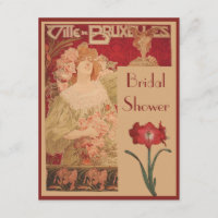 Kunst Nouveau rote Amaryllis u. Dame Brautparty