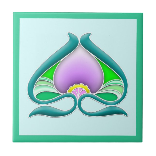 Kunst Nouveau schöne Blume Fliese (Vorderseite)