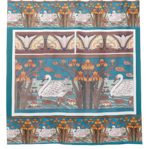 Kunst Nouveau Schwan-Vogel-Tier-Tier-Iris Duschvorhang