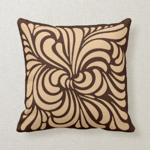 Kunst-Nouveau Stylized Blätter, TAN und dunkles Kissen