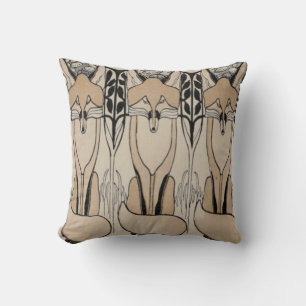 Kunst Nouveau Taupe/schwarzer Fox-Kissen Kissen