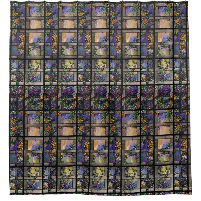 Kunst Nouveau Tiffany beflecktes Duschvorhang (Vorderseite)