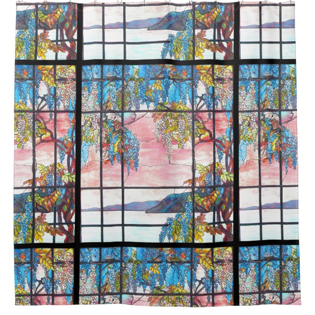 Kunst Nouveau Tiffany beflecktes Duschvorhang (Vorderseite)