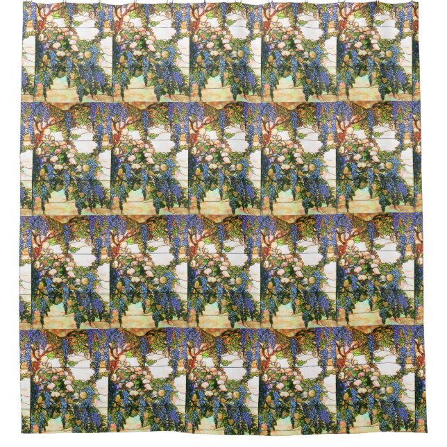 Kunst Nouveau Tiffany beflecktes Duschvorhang (Vorderseite)