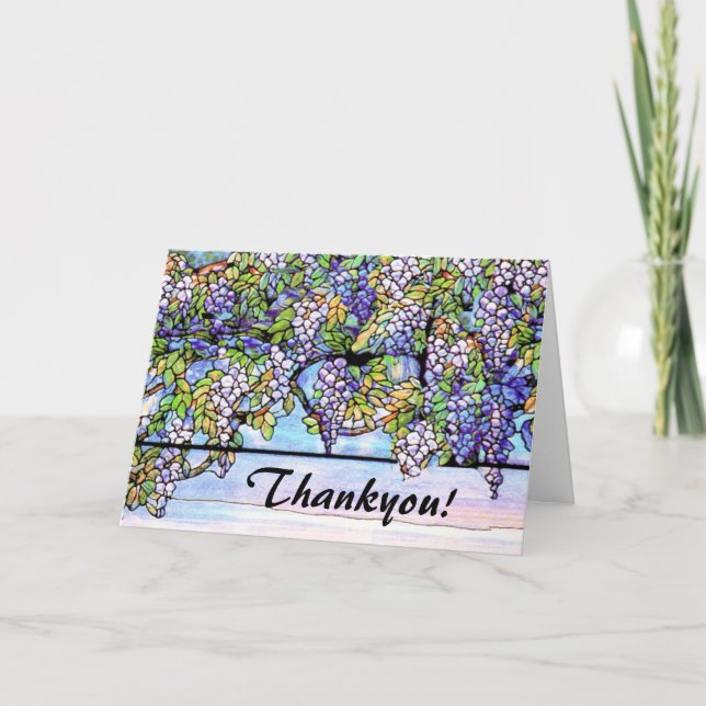 Kunst Nouveau Tiffany beflecktes Glas-Blumen Dankeskarte (Vorderseite)