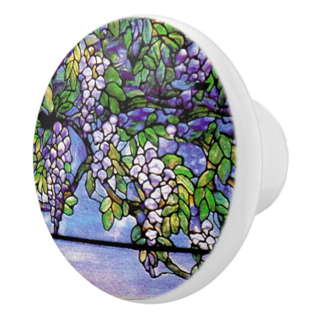 Kunst Nouveau Tiffany Buntglas-Glyzinie-Griff Keramikknauf (Rechts)