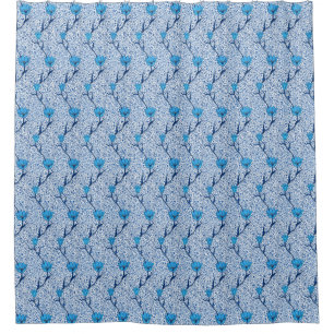 Kunst Nouveau Tulpe-Damast, Kobalt-Blau Duschvorhang