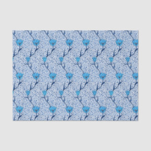 Kunst Nouveau Tulpe-Damast, Kobalt-Blau Seidenpapier
