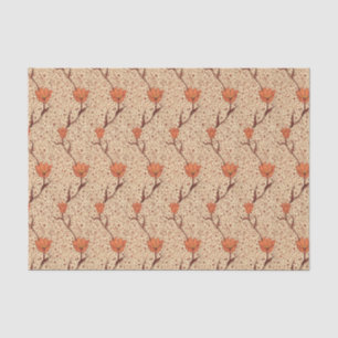 Kunst Nouveau Tulpe-Damast, Koralle und Beige Seidenpapier
