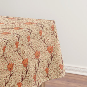 Kunst Nouveau Tulpe-Damast, korallenrotes Orange Tischdecke