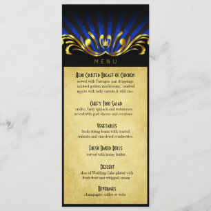 Kunst Nouveau Vegas Abendessen-Menüblau Menükarte