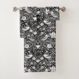 Kunst Nouveau Vogel u. Blumen-Tapisserie, Badhandtuch Set