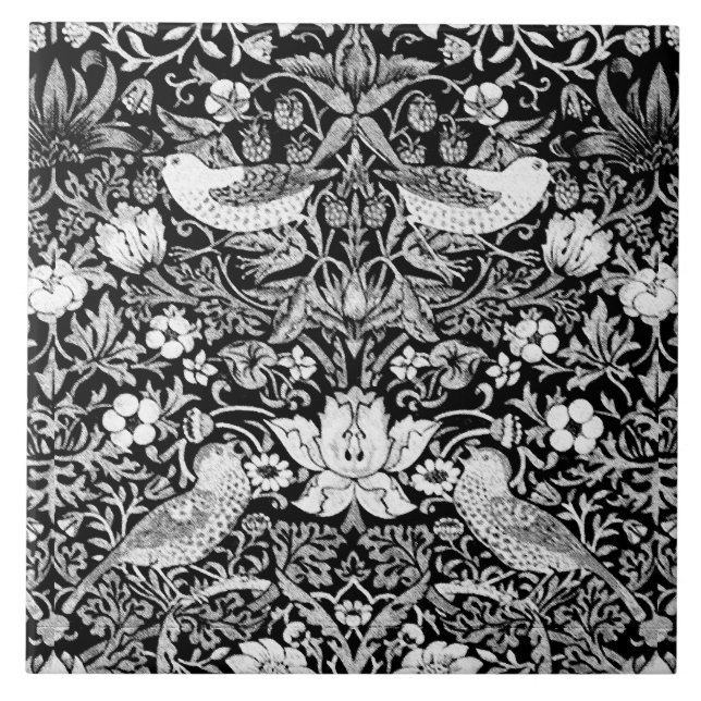 Kunst Nouveau Vogel u. Blumen-Tapisserie, Fliese (Vorderseite)