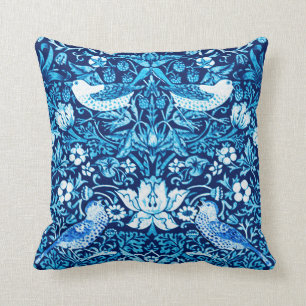 Kunst Nouveau Vogel und Blumen-Tapisserie, Kissen