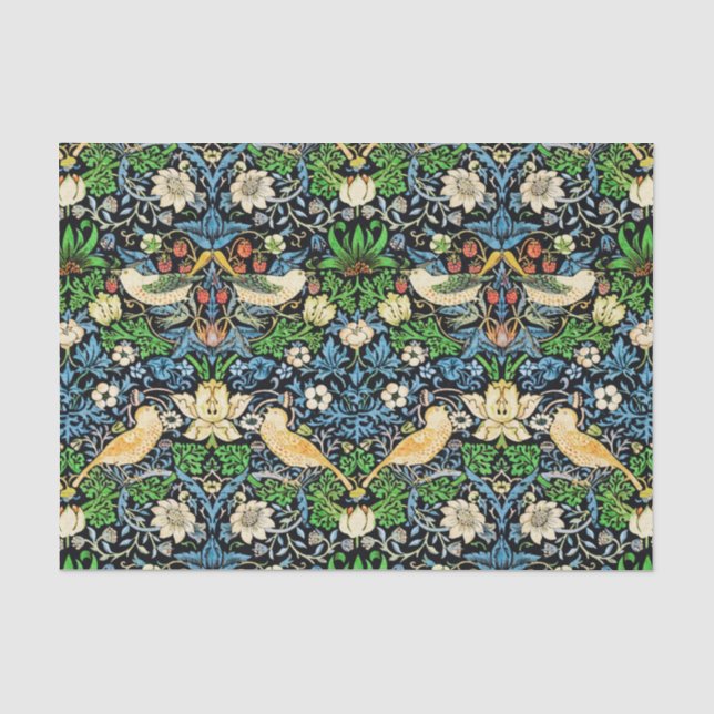 Kunst Nouveau Vogel-und Blumen-Tapisserie-Muster Seidenpapier (Vorderseite)