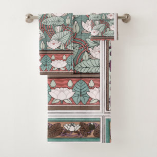 Kunst Nouveau Wasserlilie-Blumen-Bad-Tuch-Set Badhandtuch Set