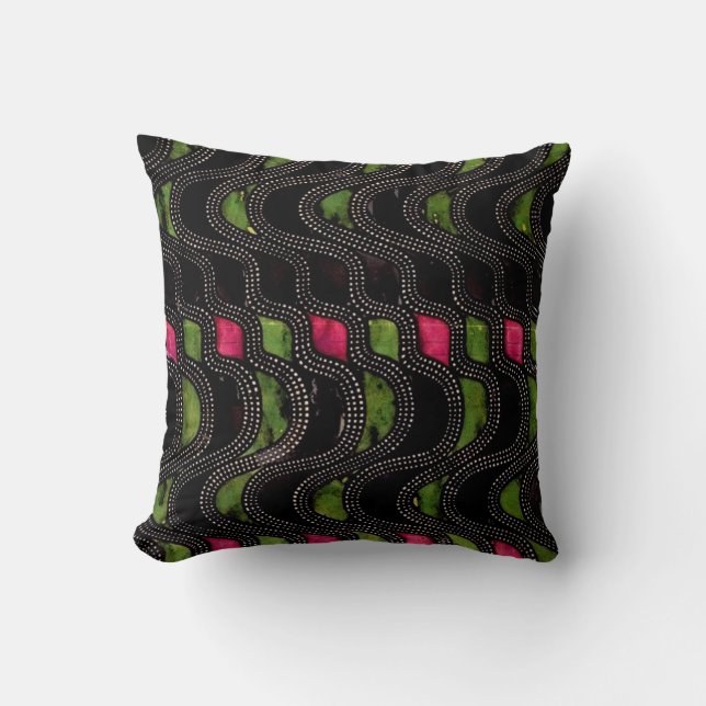 Kunst Nouveau Wellen-Muster-Kissen Kissen (Vorderseite)