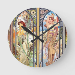 Kunst Nouveau Windows Runde Wanduhr