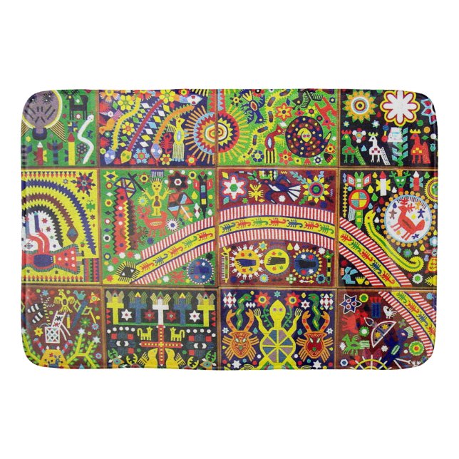 Kunst Oaxacas Mexiko mexikanische Stammes- Boho Badematte (Vorderseite)