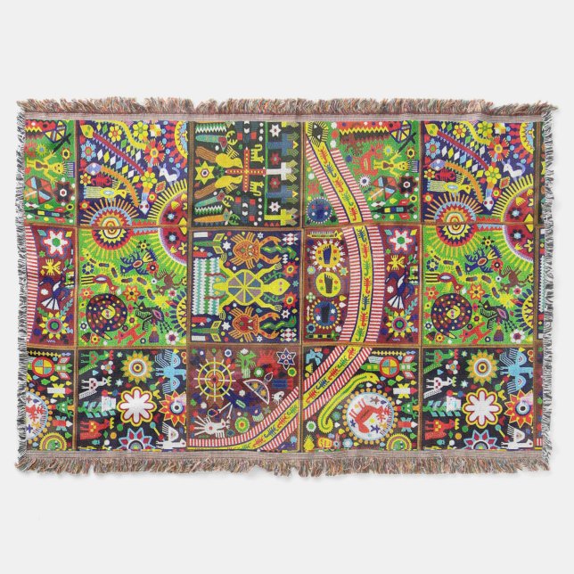 Kunst Oaxacas Mexiko mexikanische Stammes- Boho Decke (Vorderseite)