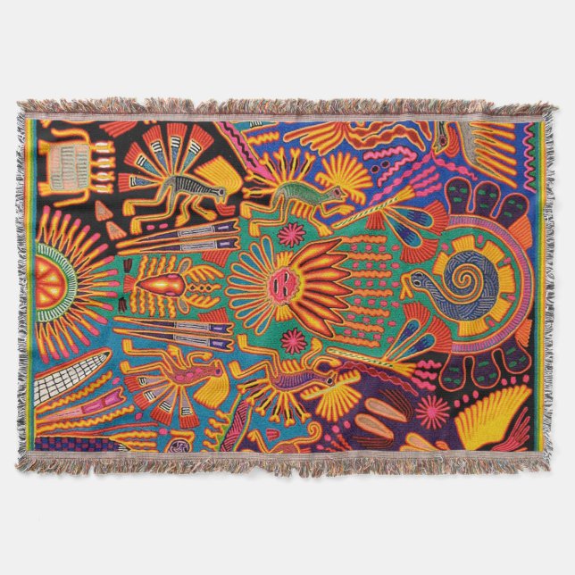 Kunst Oaxacas Mexiko mexikanische Stammes- Boho Decke (Vorderseite)