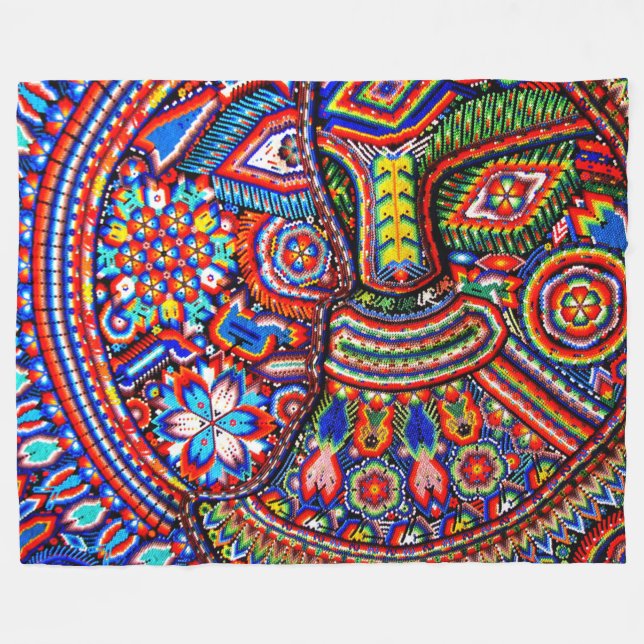 Kunst Oaxacas Mexiko mexikanische Stammes- Boho Fleecedecke (Vorderseite (Horizontal))