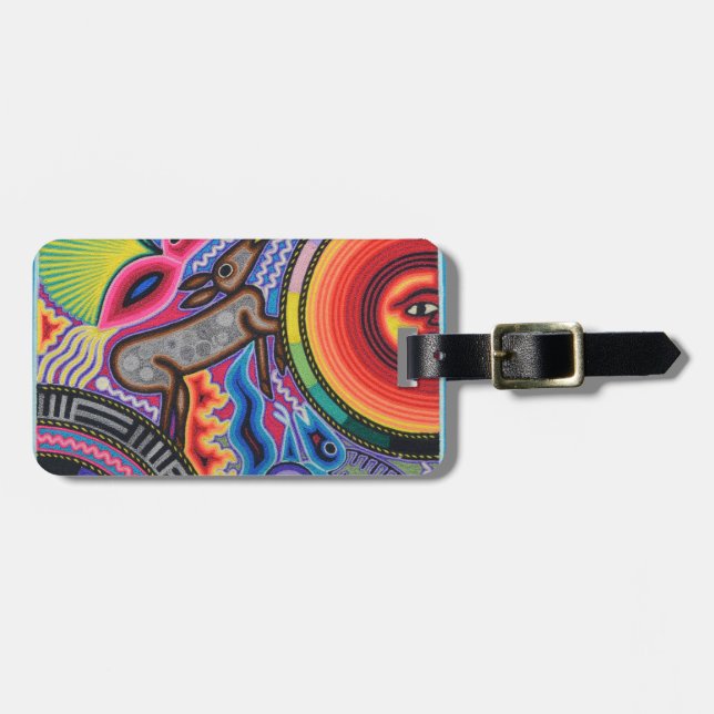 Kunst Oaxacas Mexiko mexikanische Stammes- Boho Gepäckanhänger (Vorderseite horizontal)
